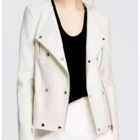 BANANA REPUBLIC $175 NWT Zip Up White/Cream Blazer Jacket Coat - Size 8 - Picture 1 of 11